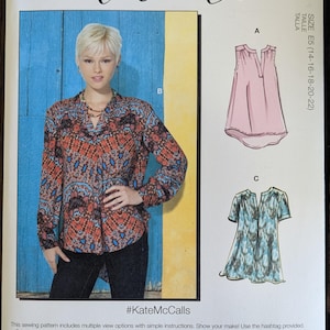 Uncut McCall&#39;s Sewing Pattern #M7324 for Misses and Misses&#39; Plus Size Tops and Tunic. Sizes 6-14 and Sizes 14-22 Available.