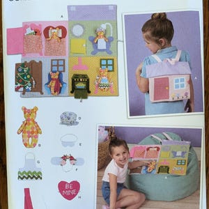 Uncut Simplicity Sewing Pattern R12149 for Dollhouse Backpack with Bear.