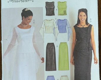 Uncut Butterick Sewing Pattern #3756 for Misses' Top and Skirt. Sizes 12-16. Wedding or Evening Wear.