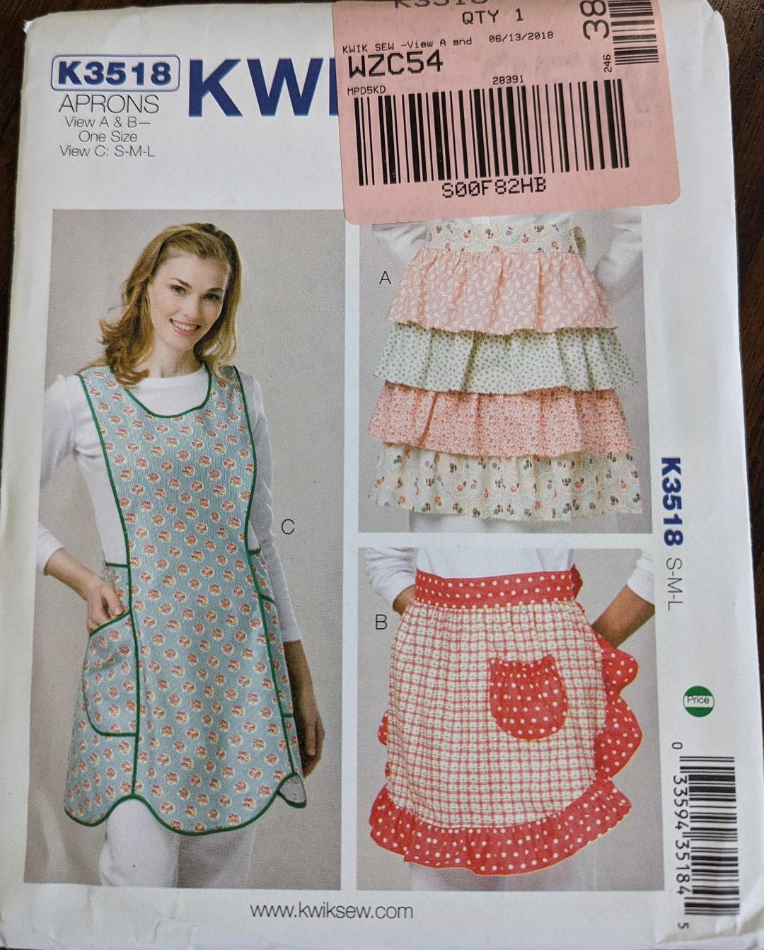 Uncut Kwik Sew Sewing Pattern K3518 for Misses' Aprons. Sizes SL view A/B One Size Etsy
