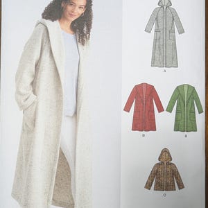 Uncut New Look Sewing Pattern #6585 for Misses and Misses&#39; Plus Size Hooded Jacket in 3 Lengths. Sizes XS-XL.