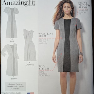 Uncut Simplicity Sewing Pattern #1060 for Misses and Misses&#39; Plus Size Dress. Sizes 10-18.