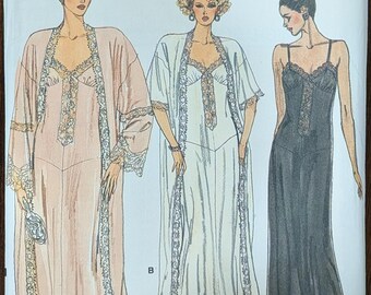 Uncut Vintage Vogue Sewing Pattern #9764 for Misses' Robe and Nightgown. Sizes P-S-Med.