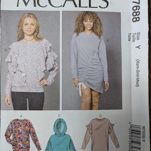 Uncut McCall&#39;s Sewing Pattern #M7688 for Misses&#39; Tops and Dresses. Sizes XS-S-Med.