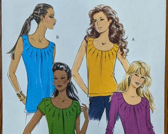 Uncut Butterick Sewing Pattern B5354 for Misses' Top with Sleeve and Length Variations. Sizes 6-12.
