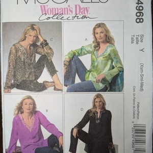 Uncut McCall&#39;s Sewing Pattern #M4968 for Misses&#39; Tunics in 3 Lengths. Sizes XS-S-Med.