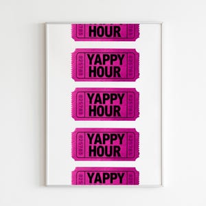 happy hour print, yappy hour print, bar cart print, cocktail digital print, trendy wall art, yappy hour sign, digital download