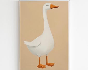 Silly Goose Wall Art, Goose Print, Goose Nursery Printable Art, Animal Wall Art, Digital Download, Nursery Decor, Farm Animal Print