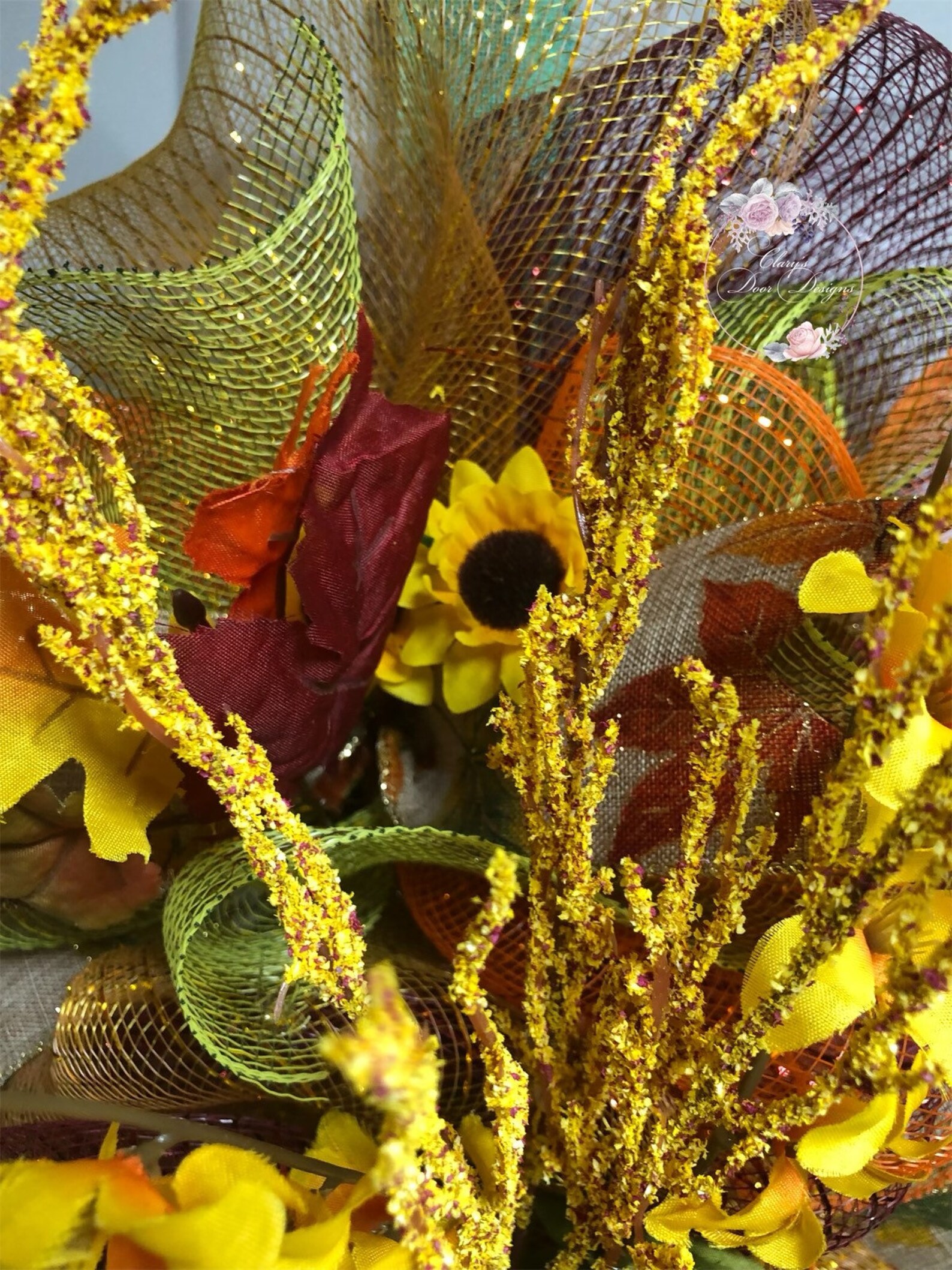 Fall Yardstick Swag Garland Wreath for Front Door, Fall Autumn Wreath