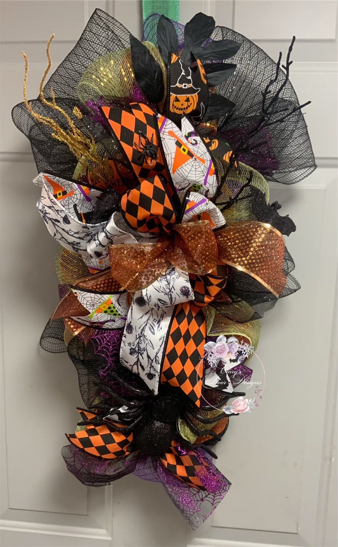 Halloween Yardstick Swag Garland Wreath for Front Door Etsy UK