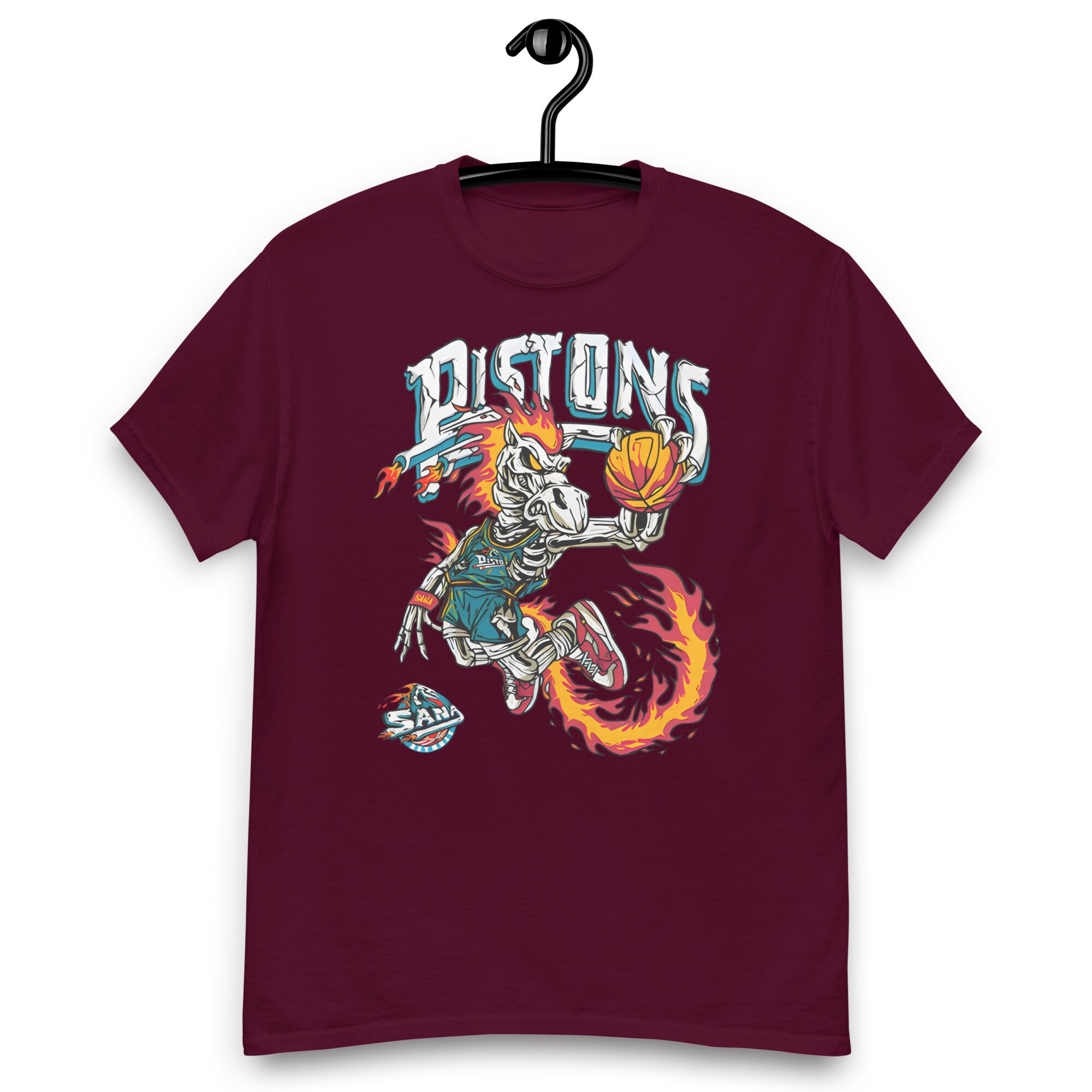 Sana Pistons Fire Crazy Horse Basketball T-shirt 