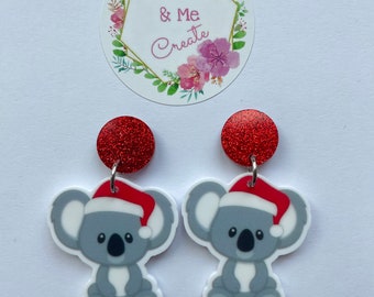 Christmas koala earrings