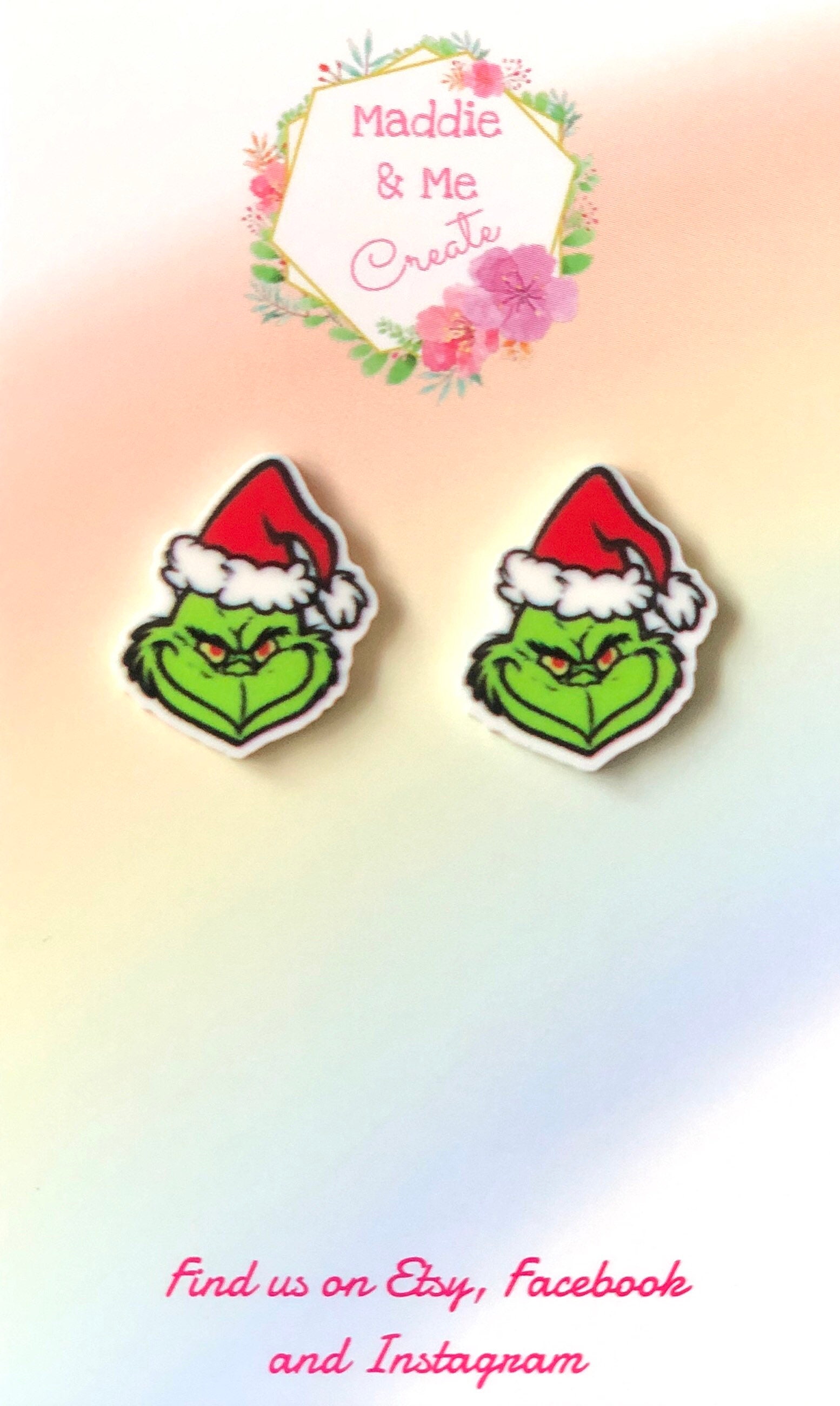 Grinch Stole Christmas Green Red Sterling Silver Dangle Pendant Bead Charm, Grinch Necklace