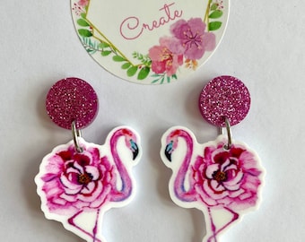 Floral Flamingo earrings