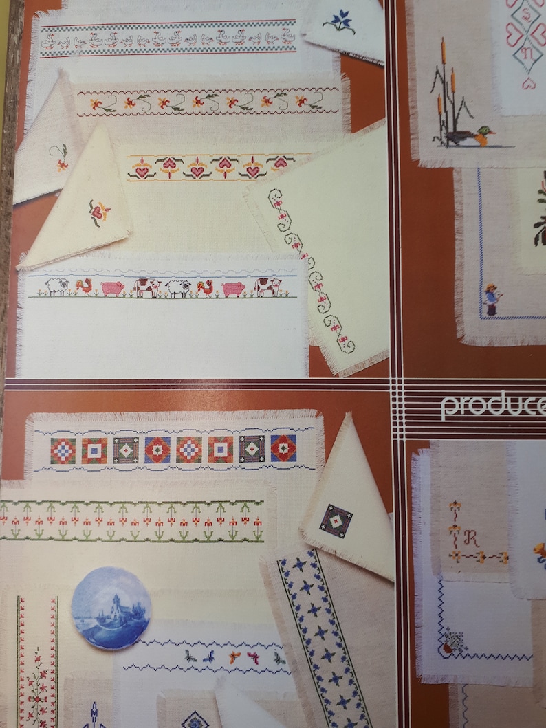 Cross stitch patterns for placemats /& napkins from American School of Needlework