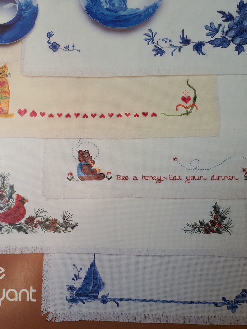 Cross stitch patterns for placemats /& napkins from American School of Needlework