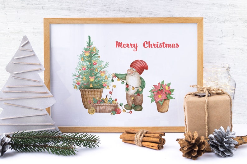 Watercolor Hand Drawn Clipart Christmas Tree Clipart Watercolor Christmas Clipart Snow Globe Clipart Christmas Gnome Digital Art Collectibles Vadel Com