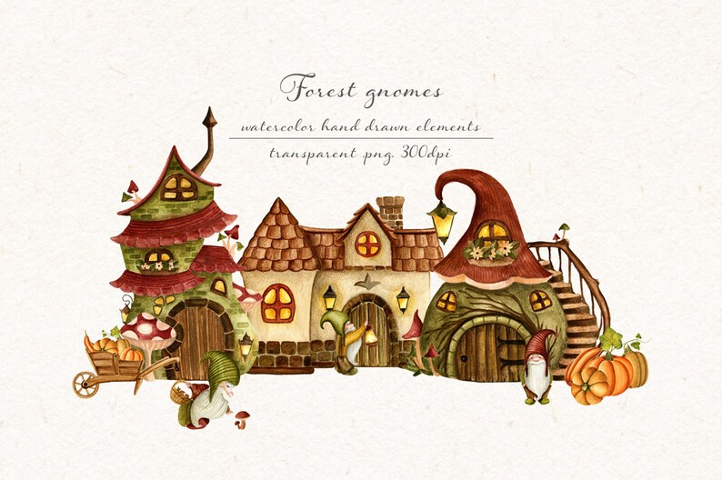 Download Watercolor gnomes clipart dwarf clipart cartoon clipart | Etsy