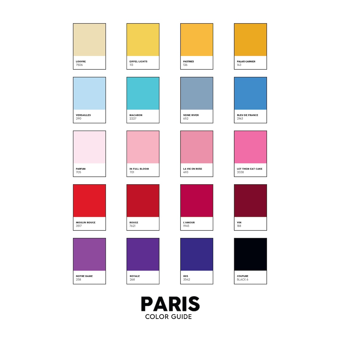 Paris Color Guide Paris Wall Art Paris Poster Paris Decor Etsy