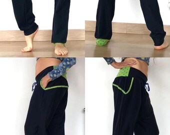 Pantalón sarouel / harem - mujer - algodón - bolsillos - azul marino - navy - verde topitos azul turquesa