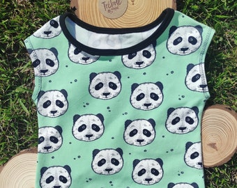 Camiseta infantil hombro caído - Unisex - Tallas desde recién nacido hasta 16 años - Pandas