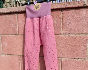 Pantalon bébé style « harem » - double gaze 100% coton OEKOTEX STANDARD 100 - BrilliBrilli rose