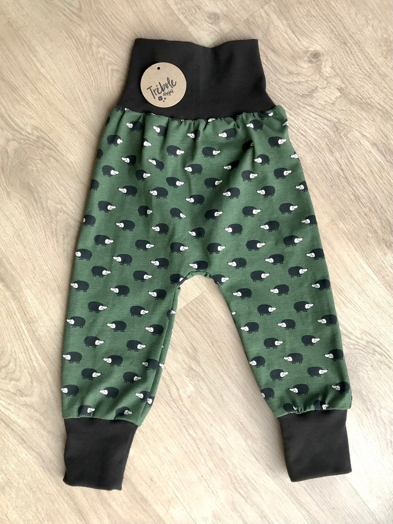 Pantalon pour bébé style harem évolutif Oekotex standard 100 coton Hérissons image 2