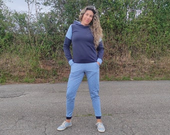 Pantalón jogger para mujer - bolsillos - azul - unicornios - brillo - chandal - cómodo - estilo - urbano