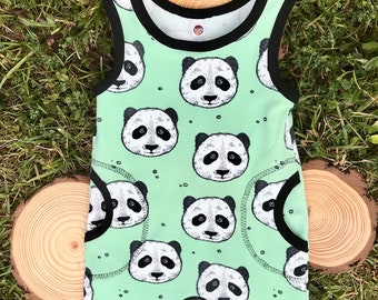 Pelele bebé verano - algodón orgánico - Pandas - romper - mameluco - peto - ranita - jumper