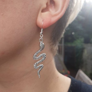 Snake earrings with sterling silver hooks gift