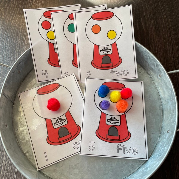 Counting 1-5 Cards – Preschool Morning Tubs, Busy Bags