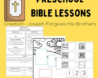 Preschool Bible Lessons 1-13 Creation through Joseph Forgives His Brothers Sunday School Curriculum Homeschool Nursery Toddlers