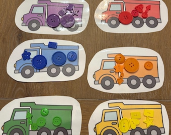 Color Matching Dump Trucks Digital File Busy Bags Toddler Preschool Kindergarten Activity
