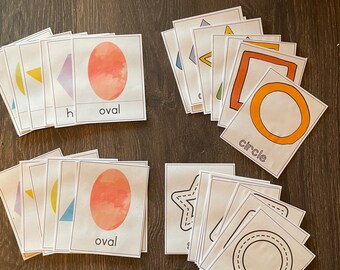 Shape Flashcard Bundle - Tracing Shapes - Shape Playdough Mats - Three Part Montessori Shape Cards - Preschool - Tot School - Homeschool