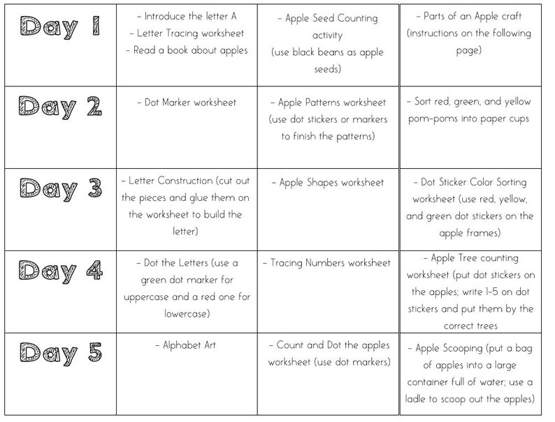 A - Apple Letter of the Week Curriculum Tot School Preschool Curriculum ...