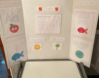 Preschool Kindergarten Tot School Morning Board - Calendar - Weather - Alphabet - Numbers - Colors - Shapes - Poems - Morning Time