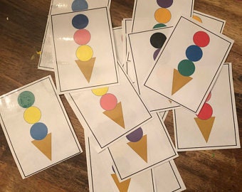 Ice Cream Pom Pom Matching Cards, Toddler School Printable (PDF)
