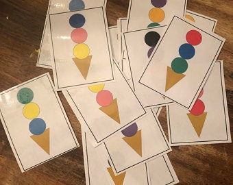 Ice Cream Pom Pom Matching Cards PDF, tot school, toddler school