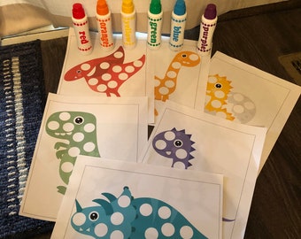 Dinosaur Dot Marker Worksheets - Kids Activity (PDF Pattern)
