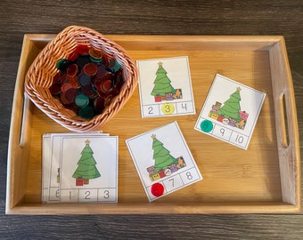 Christmas Counting Gifts Christmas Tree Counting Cards Clip Cards Preschool Kindergarten Tot School