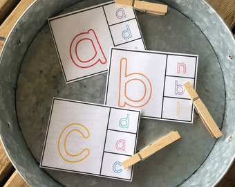 Alphabet Clip Cards - Alphabet Matching Cards - Tot School - Preschool - Kindergarten - Letter Activity