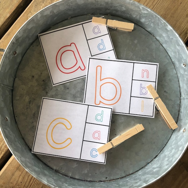 Alphabet Clip Cards - Alphabet Matching Cards - Tot School - Preschool - Kindergarten - Letter Activity