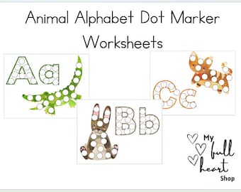 Animal Alphabet Dot Marker Worksheets - Toddler School - Preschool - Kindergarten - Toddler Curriculum UPDATED