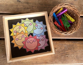 Sunshine Color Matching Clip Cards – Fine Motor Skills, Preschool Learning