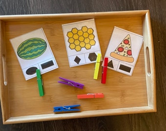 Shape Clip Cards, Fine Motor Skills Activity (Digital Download)