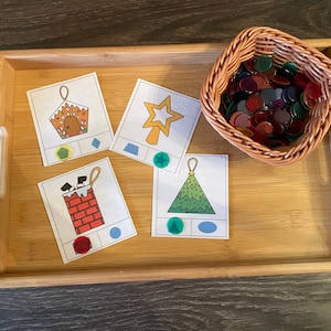 Noël Forme Préscolaire Clip Cartes Maternelle Noël Matin Travail Occupé Sacs Motricité Fine