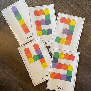 Linking Cube Counting Cards - Linking Cube Number Cards - Tot School - Preschool - Busy Bag - Busy Box - Morning Tubs and Bins -numbers 1-10