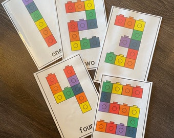 Linking Cube Counting Cards - Linking Cube Number Cards - Tot School - Preschool - Busy Bag - Busy Box - Morning Tubs and Bins -numbers 1-10