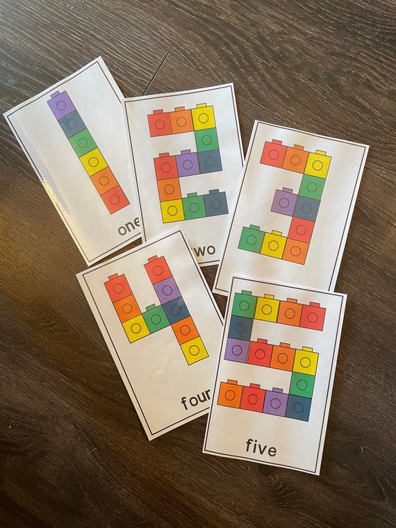 Linking Cube Counting Cards Linking Cube Number Cards Tot Etsy