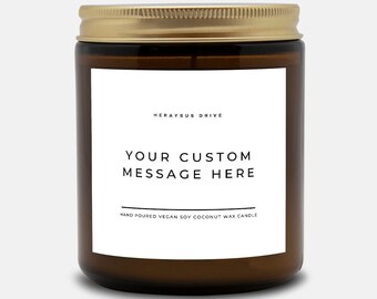 Custom Personalized Scented Candle | Hand Poured 9 oz. Brown Jar | Minimal Candle, Dorm Decor, College Student Gift, College, Career, Funny